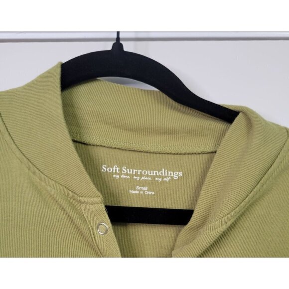 Soft Surroundings 100% Cotton Long Line Snap Closure Bottle Green Cardigan Sz S - Picture 6 of 12